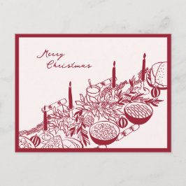 Cartão Postal De Festividades Design Minimalista de Mesa de Natal Personalizado