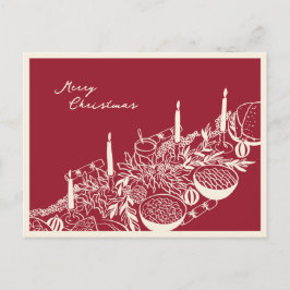 Cartão Postal De Festividades Design Minimalista de Mesa de Natal Personalizado