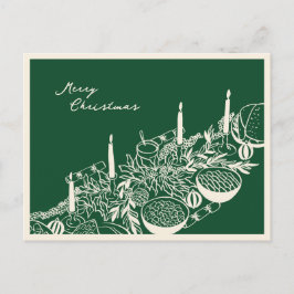 Cartão Postal De Festividades Design Minimalista de Mesa de Natal Personalizado