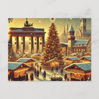 Cartão Postal De Festividades Design Nostálgico de Natal em Berlim – Magia de Fi