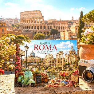 Cartão Postal De Festividades Destino de Cidade Popular Roma Vintage Retro