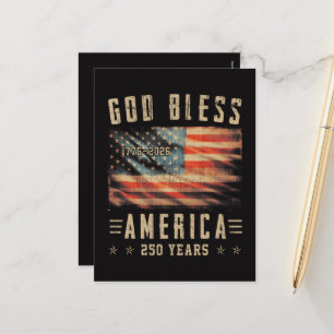 Cartão Postal De Festividades Deus Abençoe a América 250 Anos 1776-2026