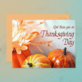 Cartão Postal De Festividades Deus abençoe De Ação De Graças