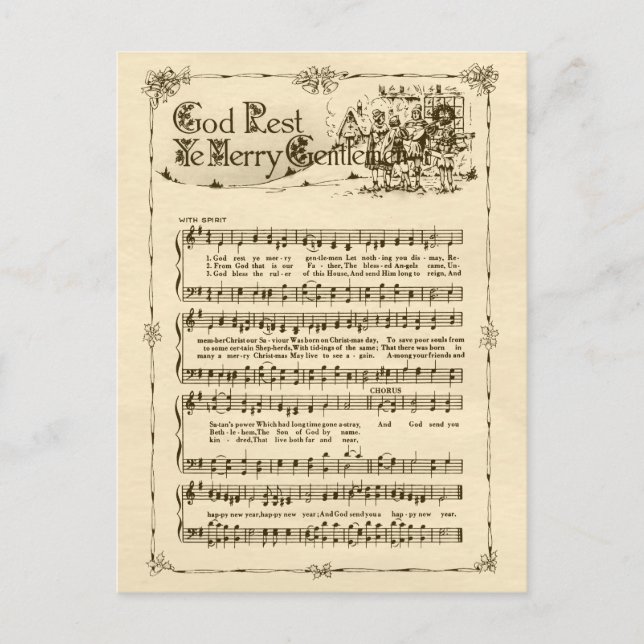 Cartão Postal De Festividades Deus Descanse Ye Feliz Cavalheiros CC0604 Cartão-p (Frente)