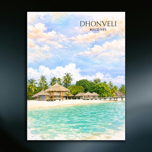 Cartão Postal De Festividades Dhonveli Maldivas Praia Aquarela Recém-casados