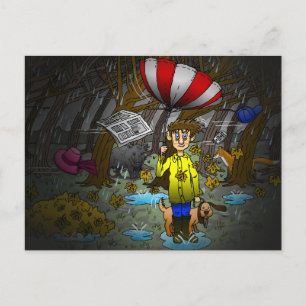 Cartão Postal De Festividades Dia chuvoso e ventoso