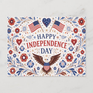 Cartão Postal De Festividades Dia da Independência da Arte Folclórica Escandinav