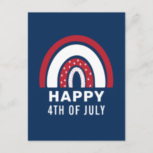 Cartão Postal De Festividades Dia da Independência dos EUA 4 de julho Arco-Íris