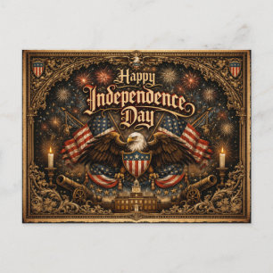 Cartão Postal De Festividades Dia da Independência Gótica Americana