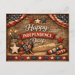 Cartão Postal De Festividades Dia da Independência Rústico Primitivo