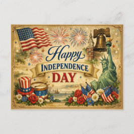 Cartão Postal De Festividades Dia da Independência Transitional Americana