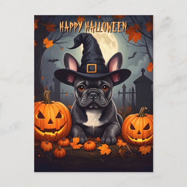 Cartão Postal De Festividades Dia das Bruxas Francesas (Frente)