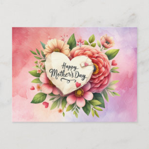 Cartão Postal De Festividades Dia das Mães com flores