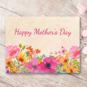 Cartão Postal De Festividades Dia das Mães para a Vovó Flores Rosa Elegantes