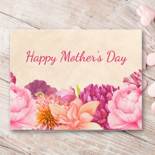 Cartão Postal De Festividades Dia das Mães Rosa Floral Design Elegante