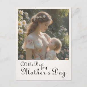 Cartão Postal De Festividades Dia das Mães – Um Abraço Terno no Jardim