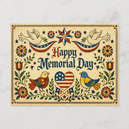 Cartão Postal De Festividades Dia das Memórias Americana Folk