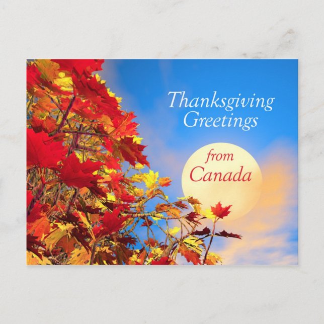 Cartão Postal De Festividades Dia de Ação de Graças do Canadá (Frente)