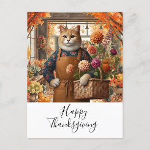 Cartão Postal De Festividades Dia de Ação de Graças Teme para Capas de Gato
