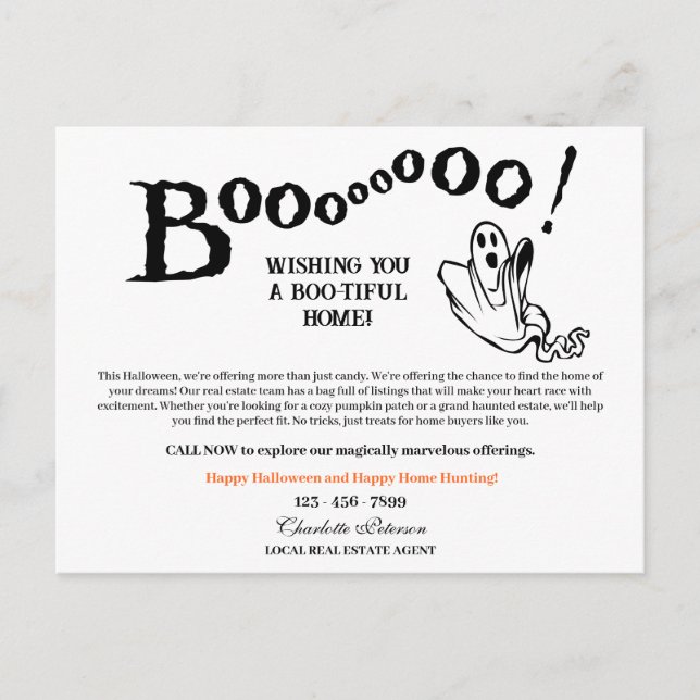 Cartão Postal De Festividades Dia de as Bruxas engraçado Real Estate (Frente)