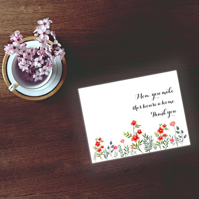 Cartão Postal De Festividades Dia de as mães de aquarela vermelha (Criador carregado)