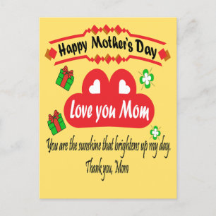 Cartão Postal De Festividades Dia de as mães Feliz