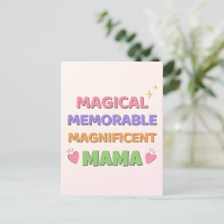 Cartão Postal De Festividades Dia de as mães Mama Mágica Pastel alegre