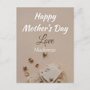 Cartão Postal De Festividades Dia de as mães Personalizado Simples e Chic Flor