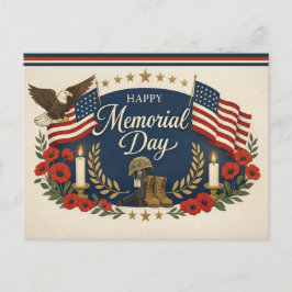 Cartão Postal De Festividades Dia de Memória Vintage Americana