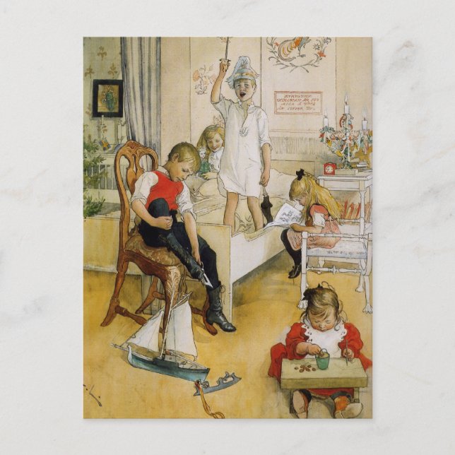 Cartão Postal De Festividades Dia de Natal no berçário (Frente)