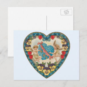 Cartão Postal De Festividades Dia de os namorados Antiquado Vintage, Anjos em Co