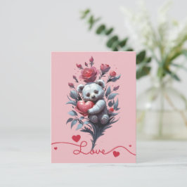Cartão Postal De Festividades Dia de os namorados com Urso Rico