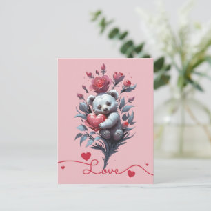 Cartão Postal De Festividades Dia de os namorados com Urso Rico