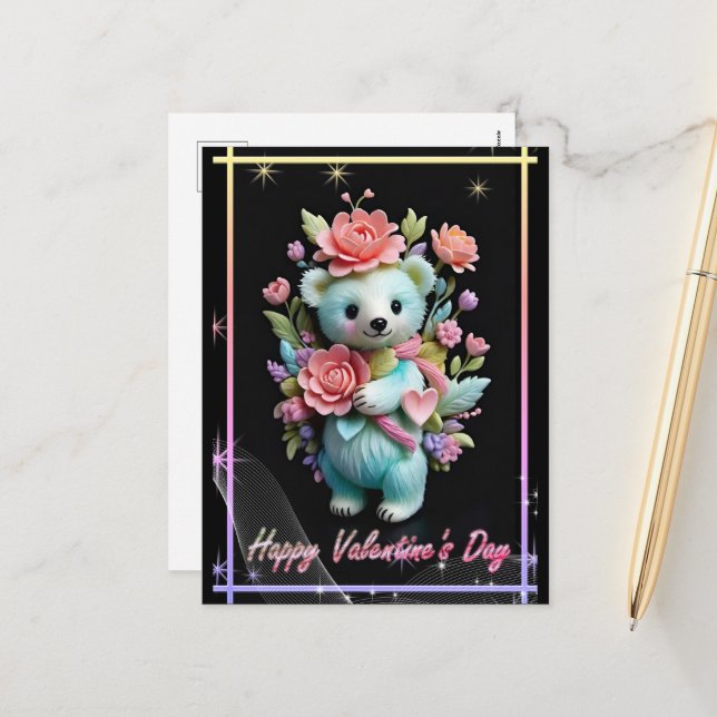 Cartão Postal De Festividades Dia de os namorados com Urso Rico (Frente/Verso In Situ)