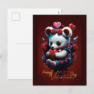 Cartão Postal De Festividades Dia de os namorados com Urso Rico