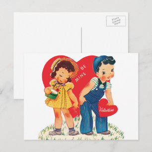 Cartão Postal De Festividades Dia de os namorados, Corações de Menino e Rapari