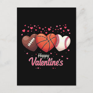 Cartão Postal De Festividades Dia de os namorados de baseball de futebol do Hear