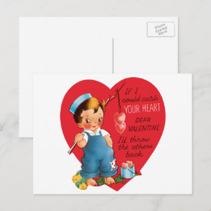 Cartão Postal De Festividades Dia de os namorados De Fita, Corações De Pesca