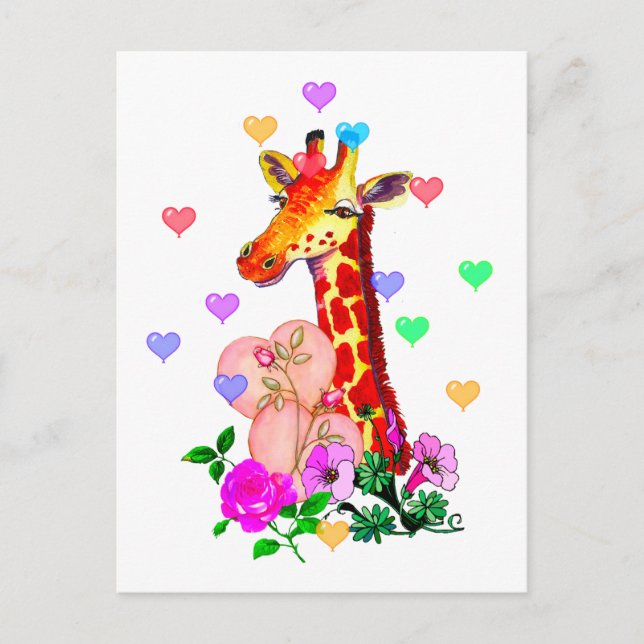 Cartão Postal De Festividades Dia de os namorados Giraffe (Frente)