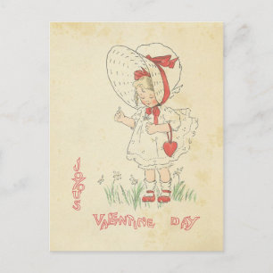 Cartão Postal De Festividades Dia de os namorados Saudações Vintage Garota Bonit