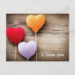 Cartão Postal De Festividades Dia de os namorados Vintage Corações Feitos à Mão 