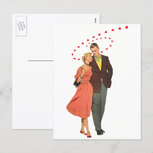 Cartão Postal De Festividades Dia de os namorados Vintage, Corações Romântico