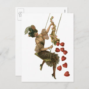 Cartão Postal De Festividades Dia de os namorados Vintage, Senhora Vitoriana em 