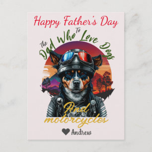 Cartão Postal De Festividades dia de os pais, pai de cão, motociclos, simples mo