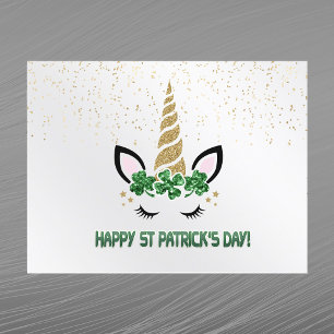 Cartão Postal De Festividades Dia de São Patrício de Shamrock Verde Dourado do U
