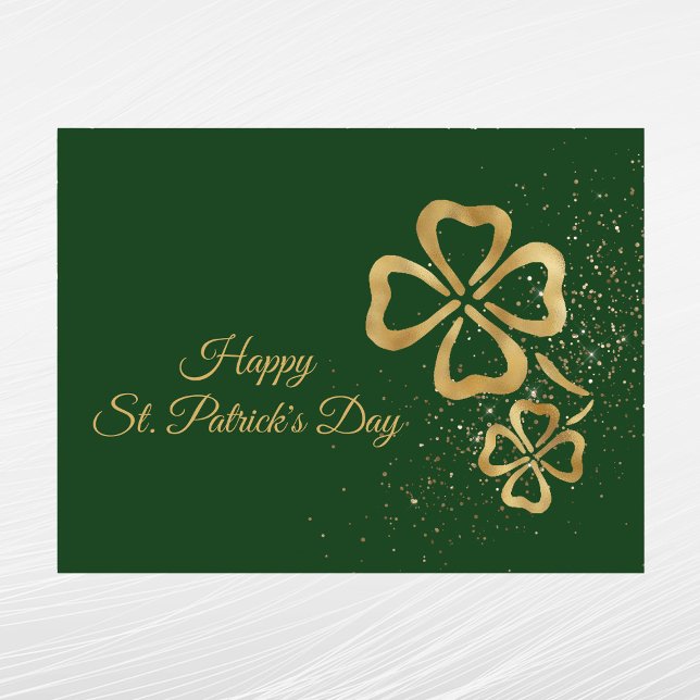 Cartão Postal De Festividades Dia de São Patrício Dourado Shamrock (Criador carregado)