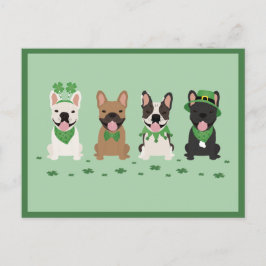 Cartão Postal De Festividades Dia de São Patrício Feliz, Cachorros Franceses