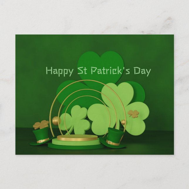 Cartão Postal De Festividades Dia de São Patrício Shamrock Green (Frente)