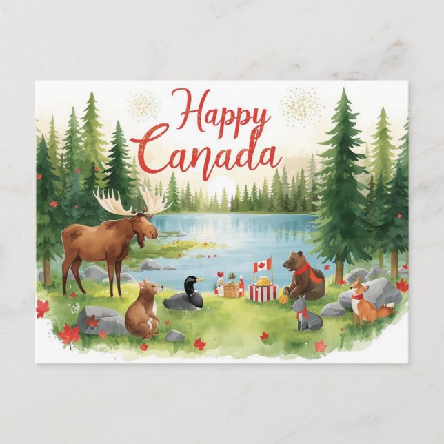 Cartão Postal De Festividades Dia do Canadá (Frente)