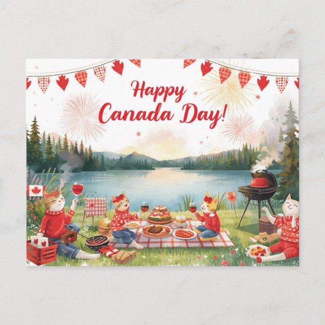 Cartão Postal De Festividades Dia do Canadá (Frente)